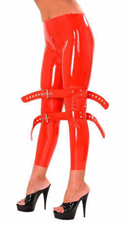 Lange latex bondage broek met rits